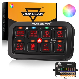 Auxbeam 8 Gang Switch Panel RA80 Toggle Momentary Pulsed RGB Dimmable