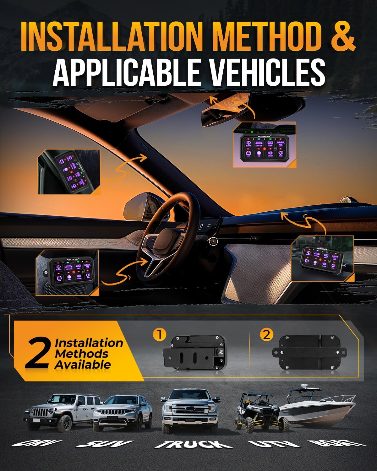 Auxbeam Switch Panel 5 Inch Large 8 Gang Switch Panel RB80 XL Toggle Momentary - Image 6