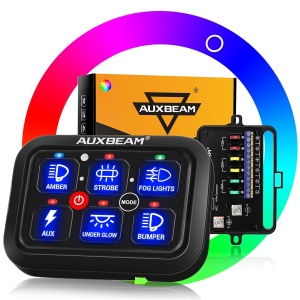 Auxbeam RGB 6 Gang Switch Panel RA60 Auto-Dimmable Switch Panel