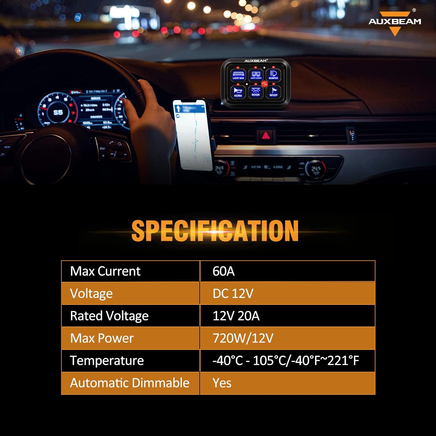 Auxbeam 6 Gang Switch Panel BC60, Universal Circuit Control Relay System Box - Image 8