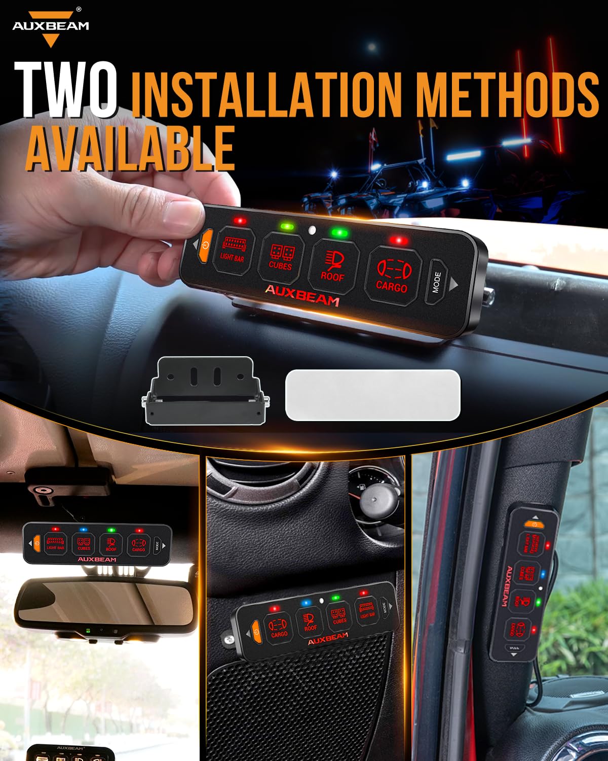 Auxbeam 4 Gang Slim Switch Panel RGB AS-R40 Automatic Dimmable Switch Panel - Image 3