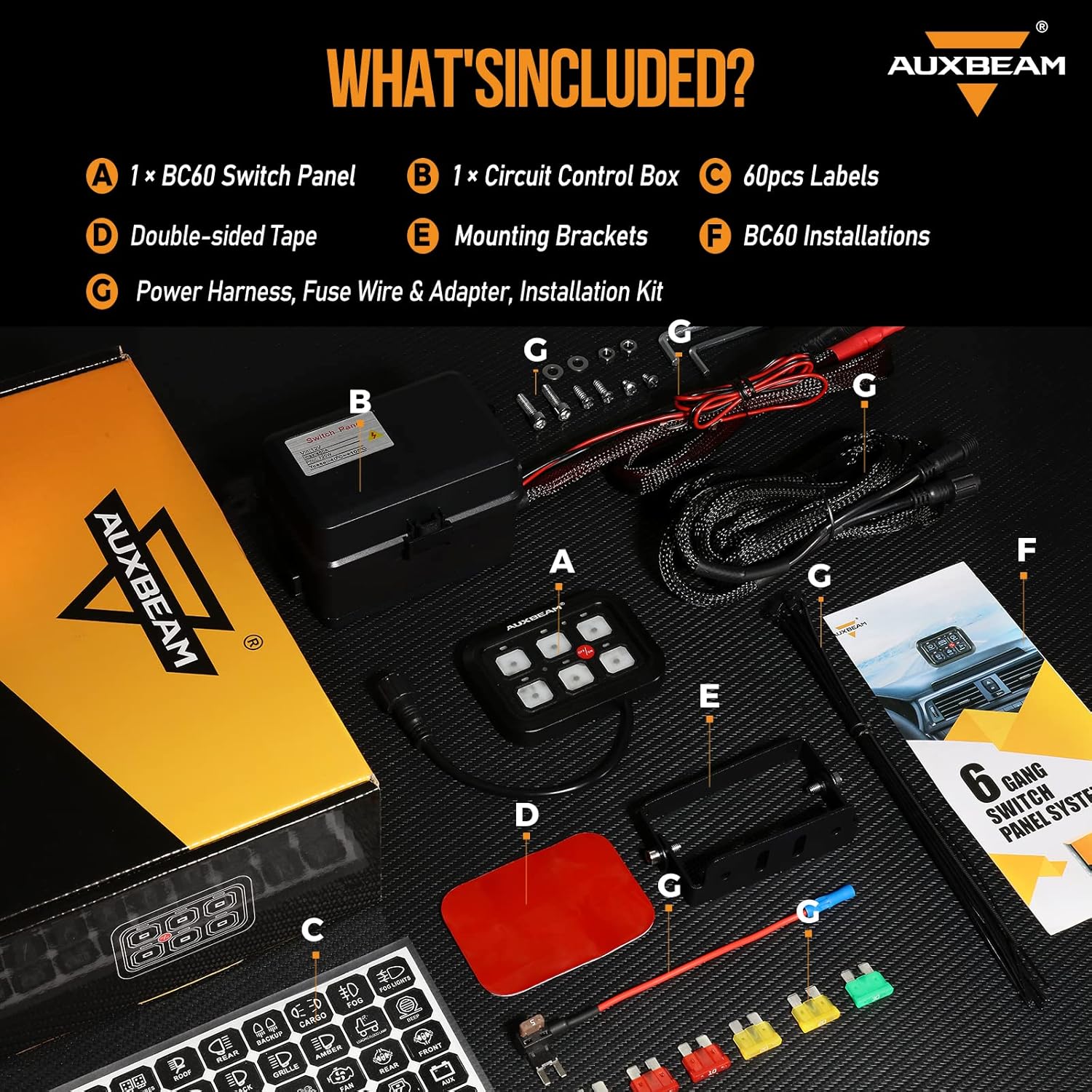 Auxbeam 6 Gang Switch Panel BC60, Universal Circuit Control Relay System Box - Image 7