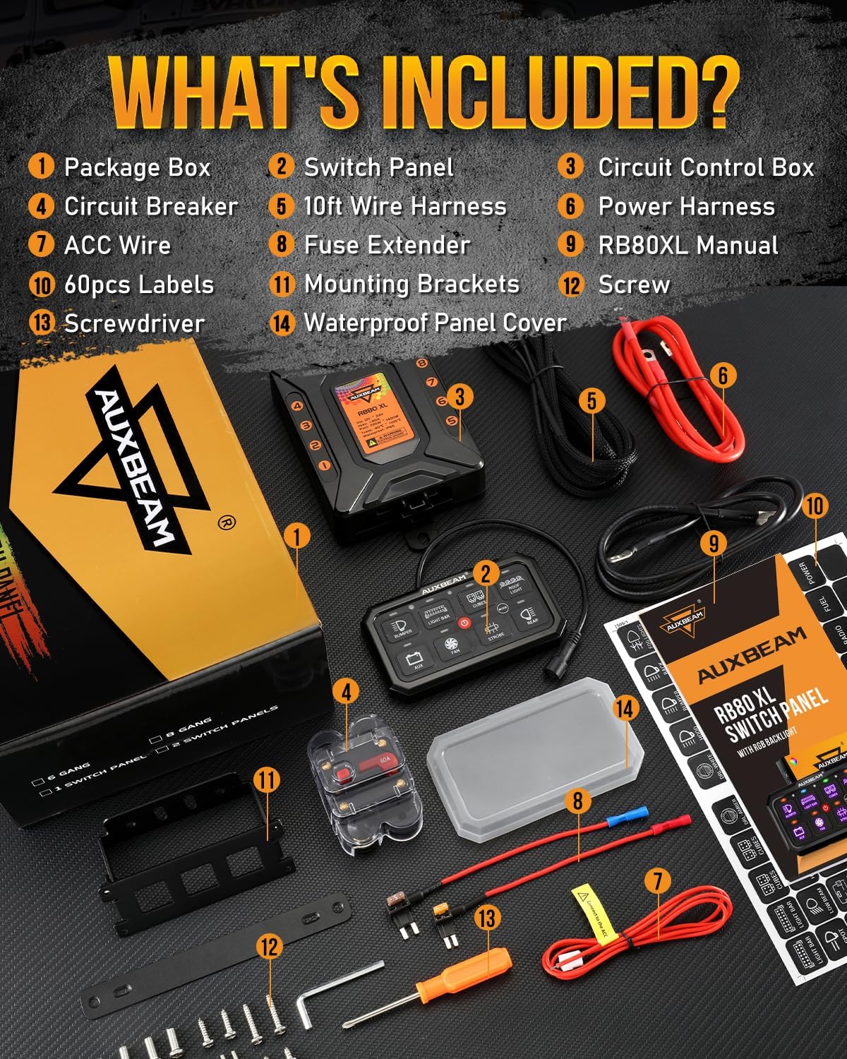 Auxbeam Switch Panel 5 Inch Large 8 Gang Switch Panel RB80 XL Toggle Momentary - Image 7